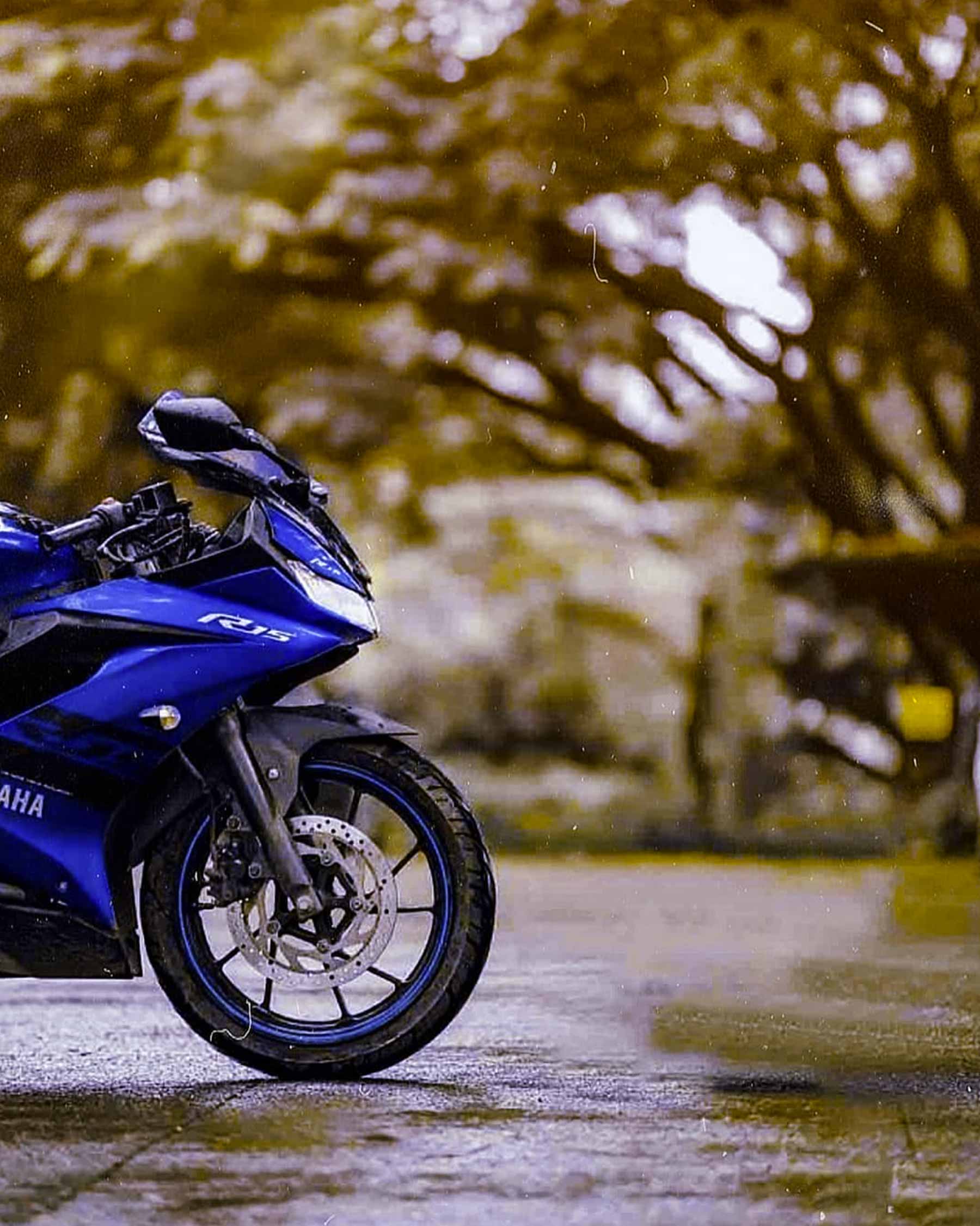 Blue R15 Yamaha Bike Background Free Stock