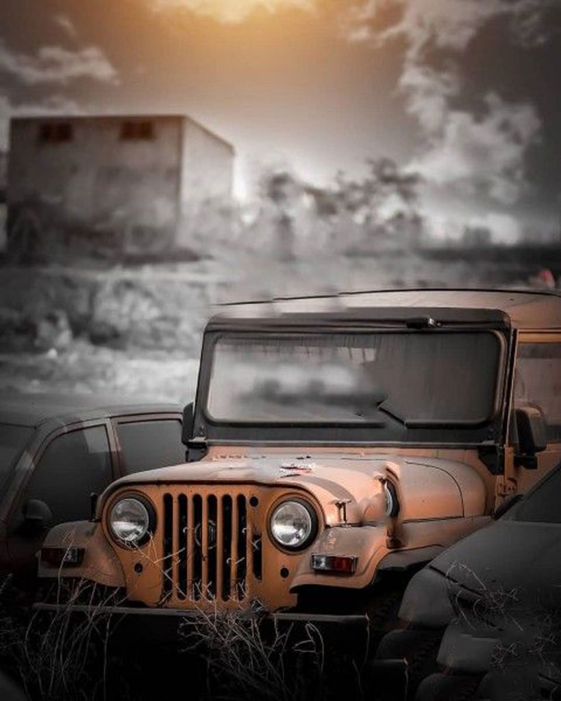 Old Jeep Blur PicsArt Background Free Stock Image
