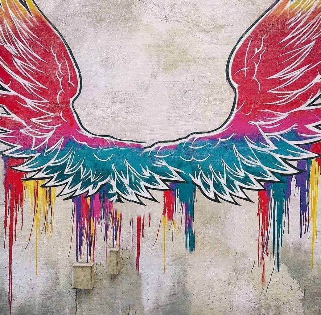 Colorful Wings wall CB Background Free Stock Image
